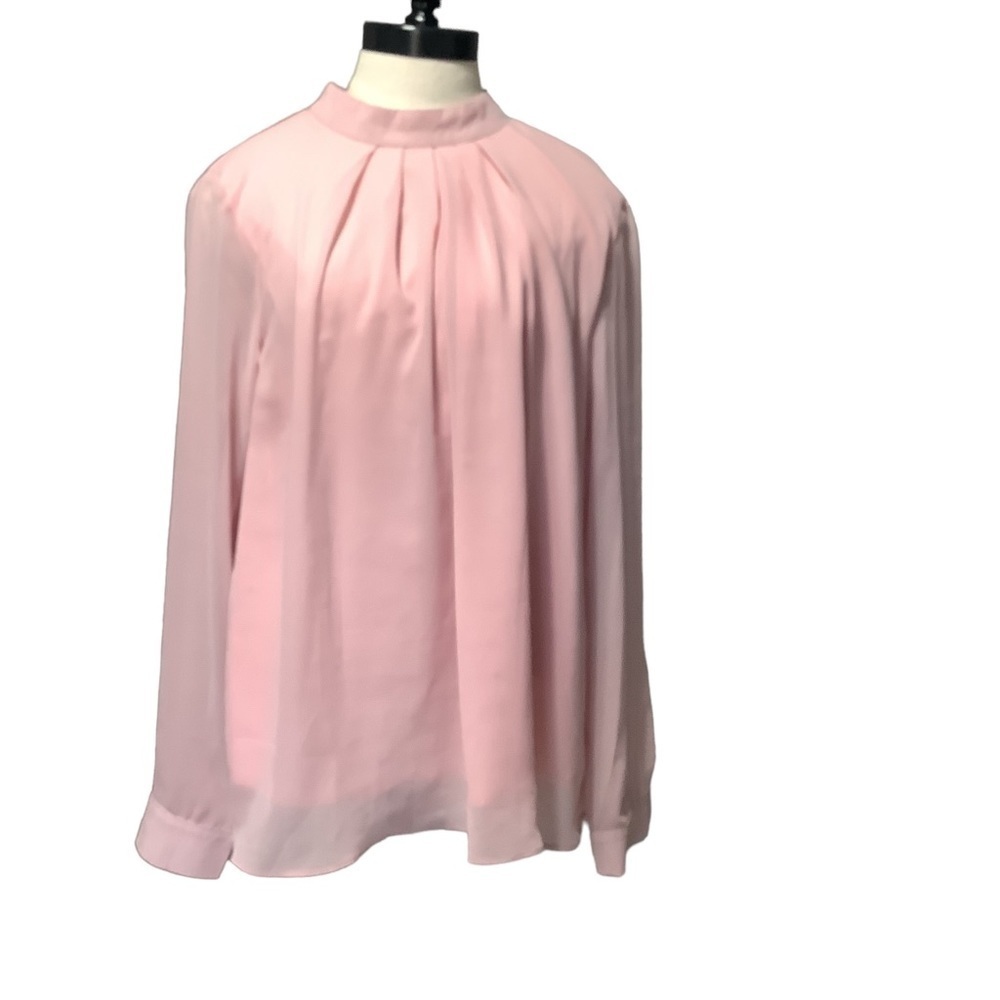 SOTEER Mock Neck Pleated Chiffon Blouse Size L